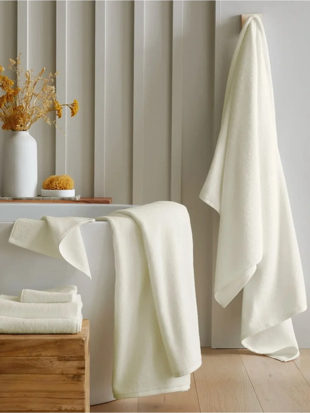 Turkish Ribbed Quick Dry Bath Towel Bundle Color: Ivory